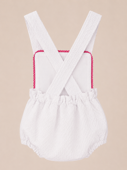 Ranita de pique blanco encaje rosa