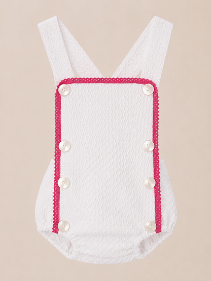 Ranita de pique blanco encaje rosa