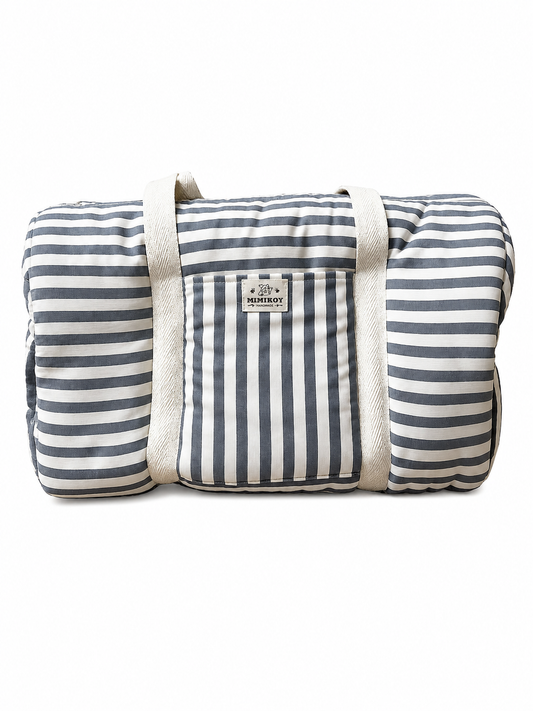 Bolso de viaje, maternidad rayas gris