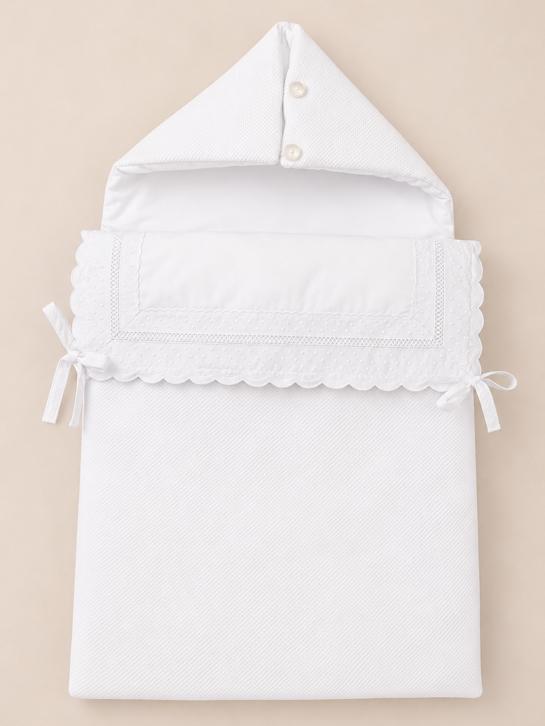 Saco capazo grande con relleno extraible pique blanco (