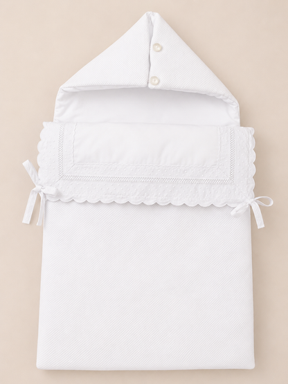 Saco capazo grande con relleno extraible pique blanco (
