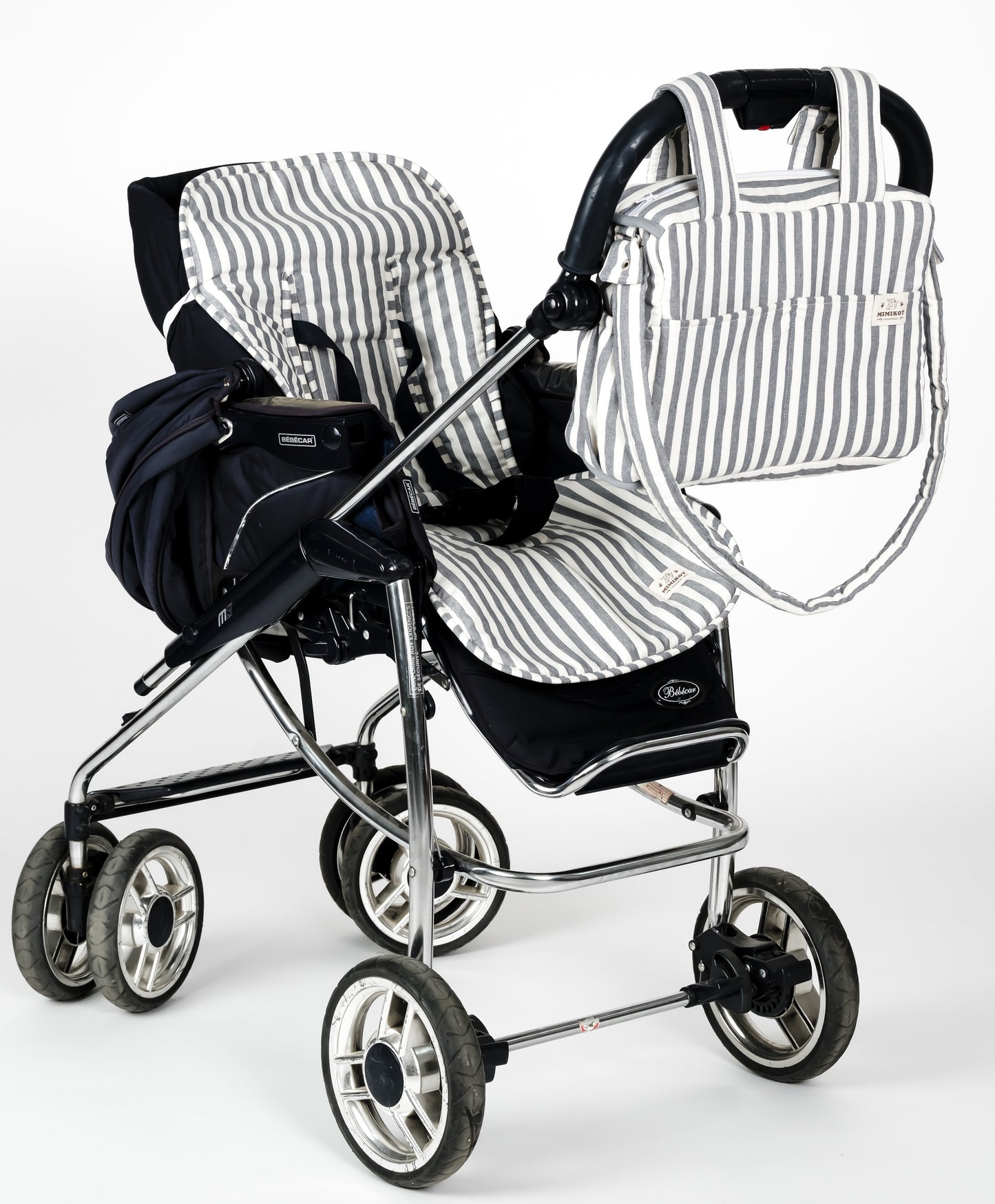 Bolso carro rayas gris