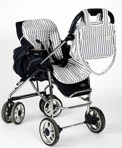 Bolso carro rayas gris