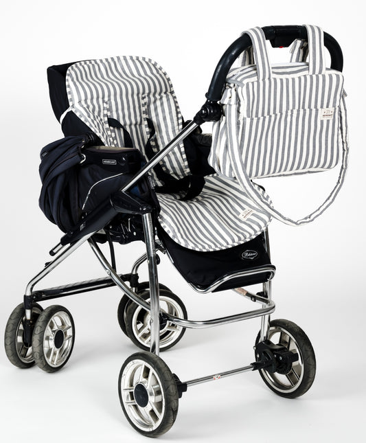 Bolso carro rayas gris