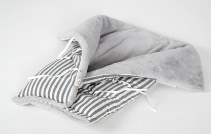 Saco capazo rayas gris con pelo gris