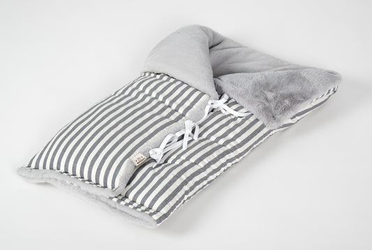 Saco capazo rayas gris con pelo gris