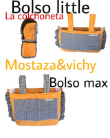 bolso carro little mostaza&vichy negro